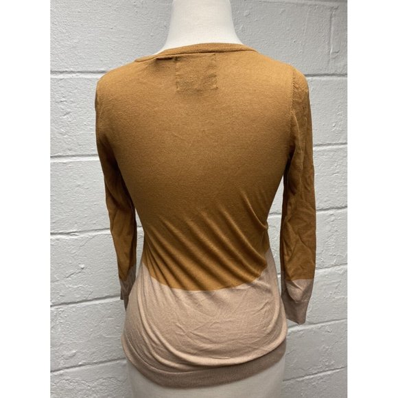 Anthropologie GUINEVERE Silk XS Cardigan Womens Large 3/4 Sleeve Orange Tan - Picture 5 of 11